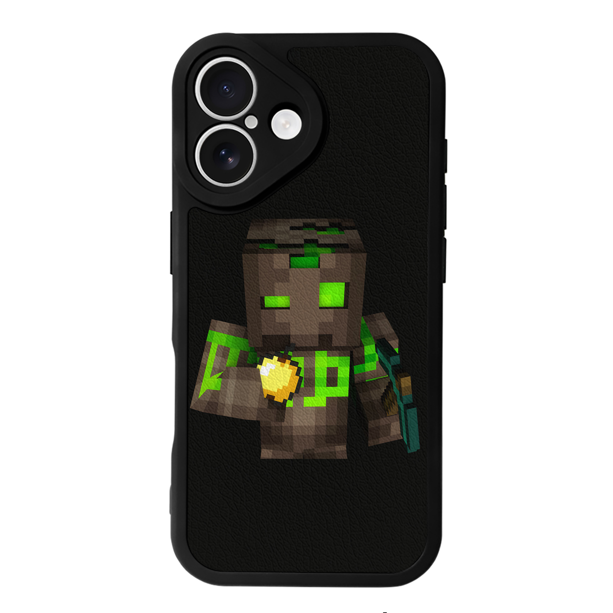 （画像用） マインクラフト ブロックの世界 Minecraft MC Block world 【iPhone 16シリーズ対応】シリコンスマホケース（レザー調） 材質：シリコン